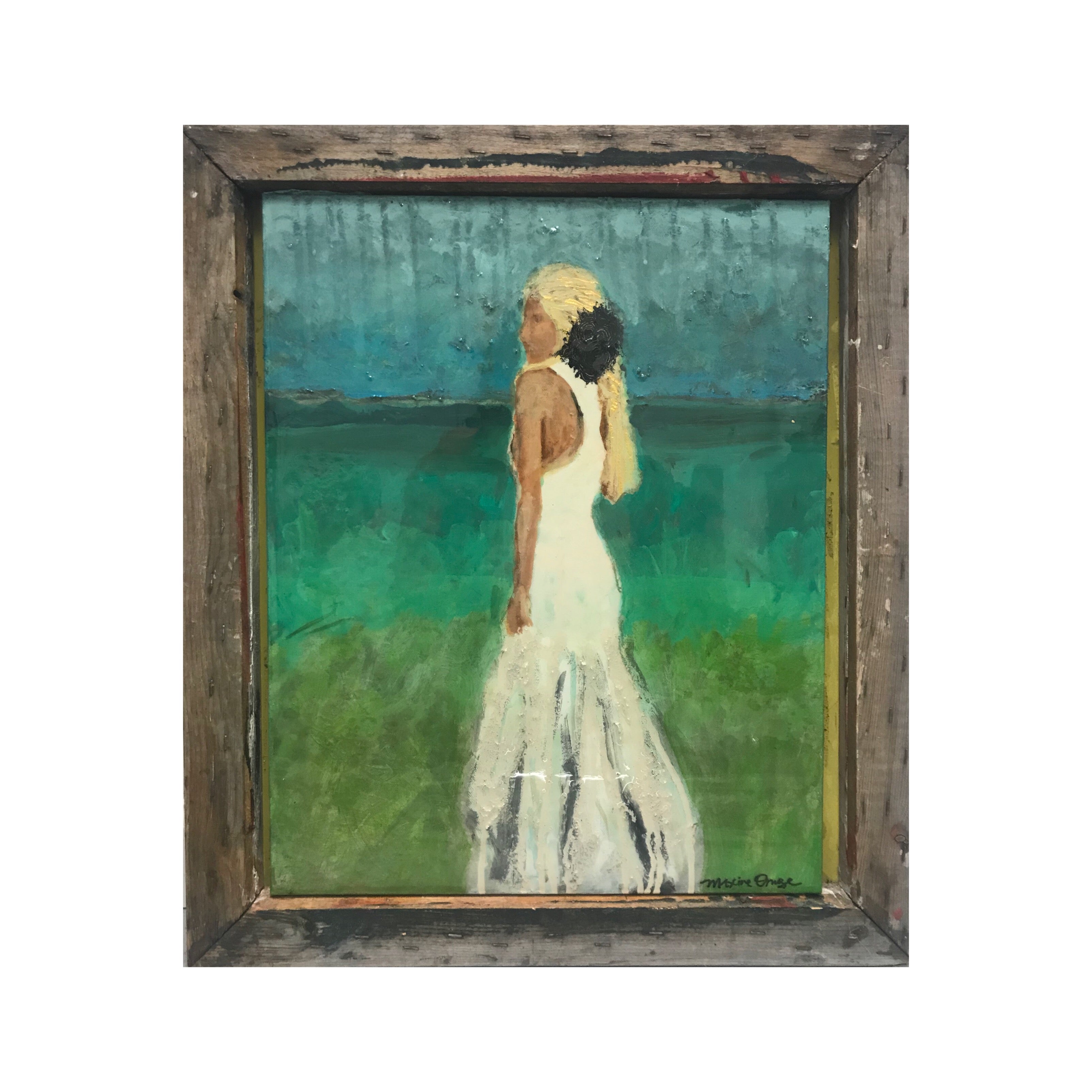Beach Bride 16x20 Abstract Bridal - Original Art Maxine Orange